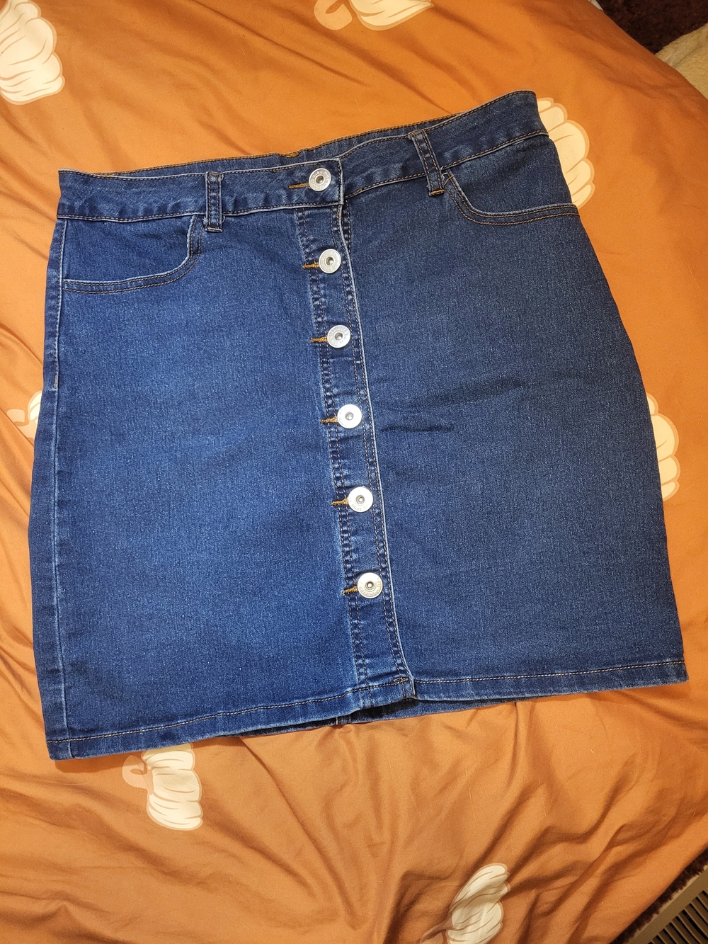 Blue Denim Button-Front Women's Skirt